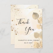 Gouden eucalyptus moderne glitters bruiloftsdouche bedankkaart (Voorkant / Achterkant)