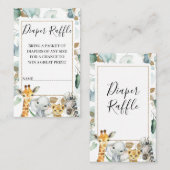 Gouden Eucalyptus Safari Luier Raffle Insert Visitekaartje (Voorkant / Achterkant)