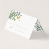 gouden eucalyptus verlaat de groene trouwtafel kaart (Voorkant)