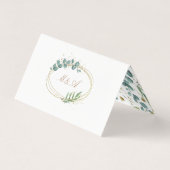 gouden eucalyptus verlaat de groene trouwtafel kaart (Achterkant)