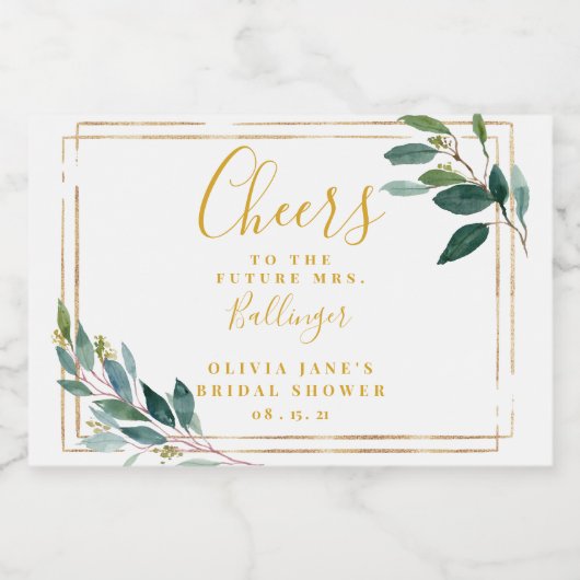 Gouden Eucalyptus Vrijgezellenfeest Mousserende Wi Sparkling Wijnetiket (Enkel label)