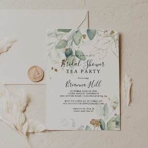 Gouden Eucalyptus Vrijgezellenfeest Tea Party Kaart