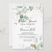 Gouden Eucalyptus Vrijgezellenfeest Tea Party Kaart (Voorkant)