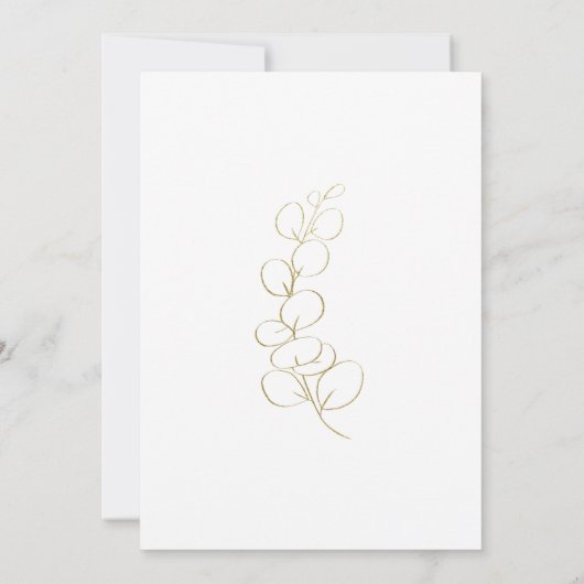 gouden eucalyptusbruinbruinbruiloft kaart (Achterkant)