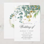 gouden eucalyptusbruinbruinbruiloft kaart (Voorkant / Achterkant)