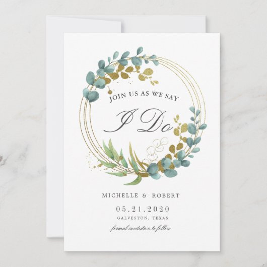 gouden eucalyptusgroen Foto slaat de datum op Kaart (Voorkant)