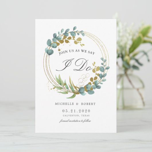 gouden eucalyptusgroen Foto slaat de datum op Kaart (Staand voorkant)