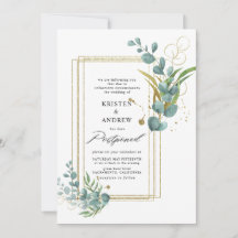 gouden eucalyptusgroen uitgesteld huwelijk