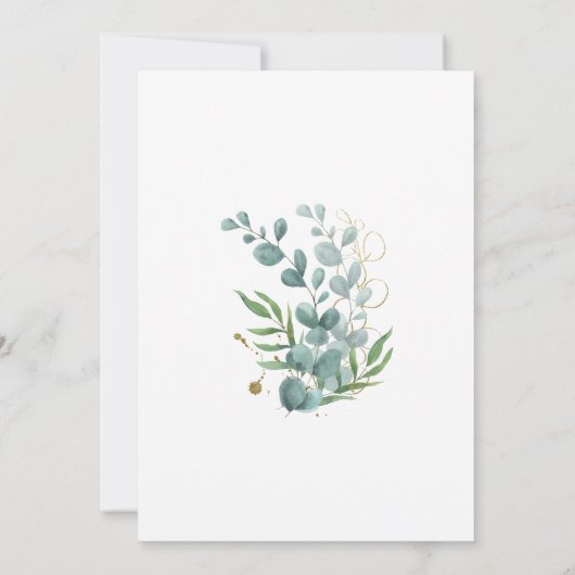 gouden eucalyptusgroen uitgesteld huwelijk kaart (Achterkant)