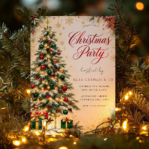 Gouden Evergreen Kerstfeest Uitnodiging