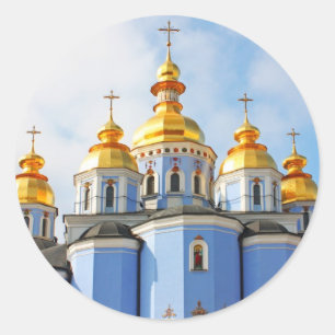 Gouden exemplaren van de kathedraal in Kiev Ronde Sticker