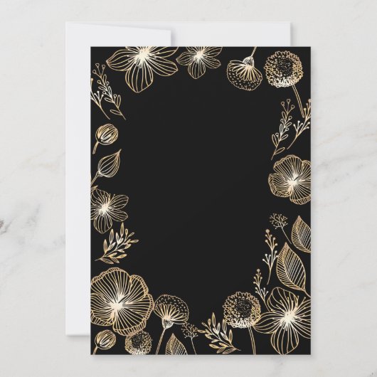 Gouden exotische bloemen 50ste huwelijksjubileum kaart (Achterkant)