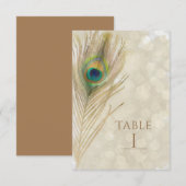 Gouden Exotische Pauwveer Glam Tafel Nummerkaart Kaart (Voorkant / Achterkant)