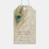 Gouden Exotische Peacock Feather Glam Party Favor Cadeaulabel (Voorkant)