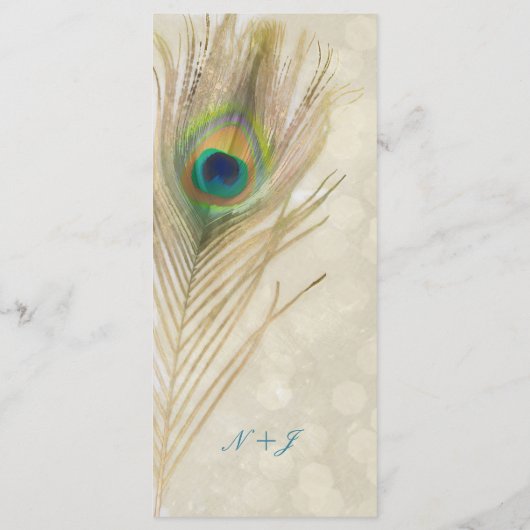 Gouden Exotische Peacock Feather Glam Party Menu (Achterkant)