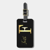 Gouden F naam bagagelabel (Voorkant verticaal)