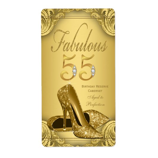 Gouden Fabulous 55 Wijnfles Etiketten (Voorkant)