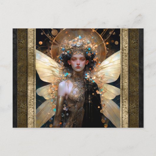 Gouden Fairy Meisje Fantasy Kunst Briefkaart (Voorkant)