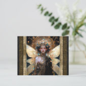 Gouden Fairy Meisje Fantasy Kunst Briefkaart (Staand voorkant)