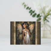 Gouden Fairy Meisje Fantasy Kunst Briefkaart (Staand voorkant)