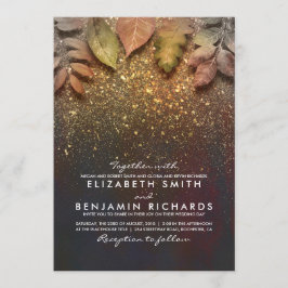 Gouden  Fall Leaves Elegant Wedding Kaart