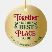 Gouden familie citeert samen typografie Kerstmis Keramisch Ornament (Achterkant)