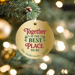 Gouden familie citeert samen typografie Kerstmis Metalen Ornament