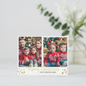 Gouden Familie Foto Kerstmis Kaart (Staand voorkant)