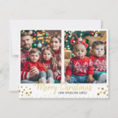 Gouden Familie Foto Kerstmis Kaart (Voorkant)