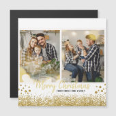 Gouden Familie Foto Kerstmis Kaart (Voorkant / Achterkant)