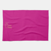 Gouden familienaam Monogram Viva Magenta Effen kle Theedoek (Horizontaal)
