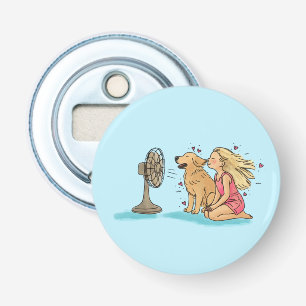 Gouden Fan Meisje Button Flesopener