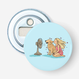 Gouden Fan Meisje Button Flesopener