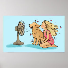 Gouden Fan Meisje Poster