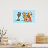 Gouden Fan Meisje Poster (Keuken)