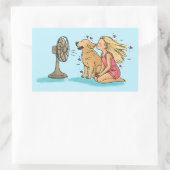 Gouden Fan Meisje Rechthoekige Sticker (Tas)