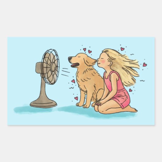 Gouden Fan Meisje Rechthoekige Sticker (Voorkant)