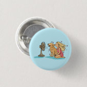 Gouden Fan Meisje Ronde Button 3,2 Cm (Voorkant /achterkant)