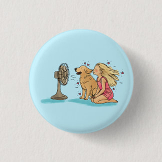 Gouden Fan Meisje Ronde Button 3,2 Cm