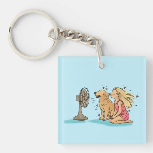 Gouden Fan Meisje Sleutelhanger (voorkant)