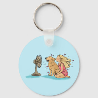 Gouden Fan Meisje Sleutelhanger