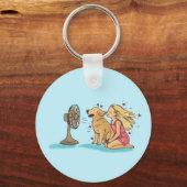 Gouden Fan Meisje Sleutelhanger (Achterkant)