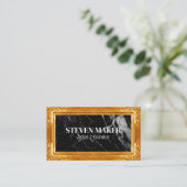 gouden Fancy rand | zwart marmer Visitekaartje (Staand voorkant)