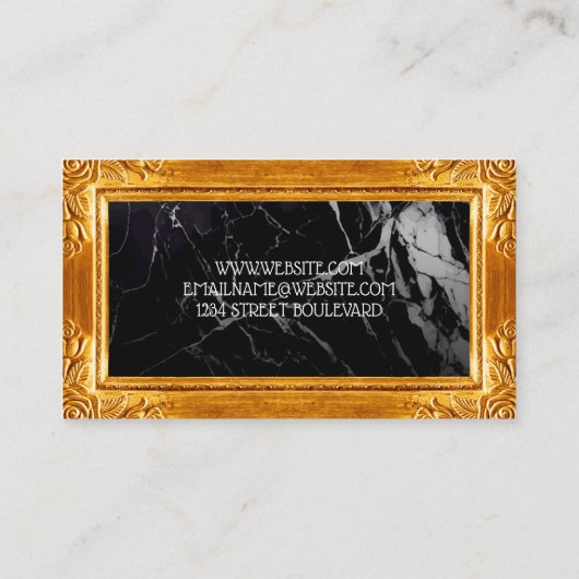 gouden Fancy rand | zwart marmer Visitekaartje (Achterkant)