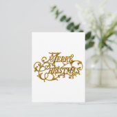 Gouden Fancy script "Merry Christmas" Feestdagenkaart (Staand voorkant)
