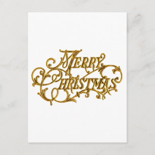 Gouden Fancy script "Merry Christmas" Feestdagenkaart