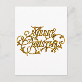 Gouden Fancy script "Merry Christmas" Feestdagenkaart