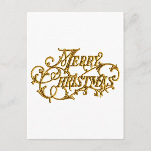Gouden Fancy script "Merry Christmas" Feestdagenkaart (Voorkant)