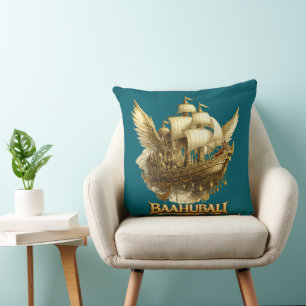 Gouden Fantasie Vliegend Schip Kunst Kussen