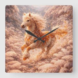 Gouden Fantasy Paard Esthetische Kamerdecoratie Vierkante Klok